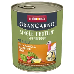 Animonda GranCarno Superfoods Adult 6 x 800 g - Pavo con acelgas, escaramujo, aceite de linaza