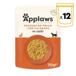 Applaws Comida Húmeda para Gatos en Caldo con Pollo y Calabaza, 12x70 gr