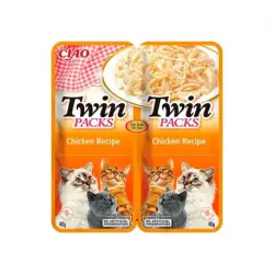 Churu Twin Packs Comida húmeda para Gatos en Caldo con Pollo, 12x80 gr