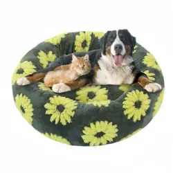 FurryFusion Caseta redonda para gatos y perros - Negro y verde