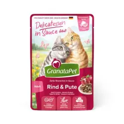 GranataPet Delicatessen en salsa 12 x 100 g - Vacuno y pavo