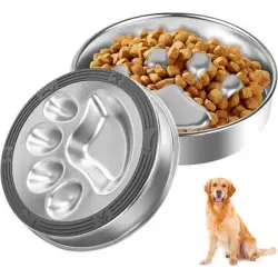 HausPets Bol de alimentación lenta de acero inoxidable + tapete - 1 artículo