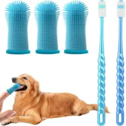 HausPets Cepillo dientes silicona perros gatos, 5 unidades, 360°, suave - Artículo 5
