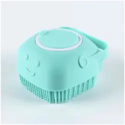 Pawffee Cepillo de baño de silicona para perros dispensador champú - Azul - 1 pieza