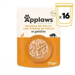 Applaws Comida Húmeda para Gatos en Gelatina con Hígado y Pollo, 16x70 gr