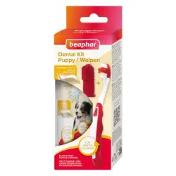 beaphar Set de cuidado dental para cachorros - Set: Cepillo + cepillo de dedo + pasta dental para cachorros