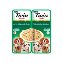 Inaba Twin Comida Húmeda para Perros Pollo con Vegetales en Caldo, 24 x 40 gr