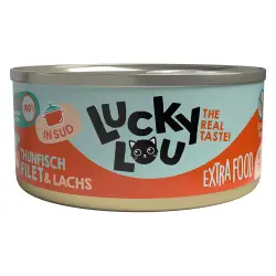 Lucky Lou Filete Extrafood en Caldo 18 x 70 g - Atún y salmón