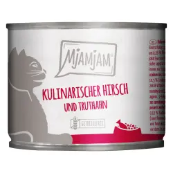 MjAMjAM comida húmeda para gatos 6 x 200 g - venado y pavo culinarios sobre arándanos frescos