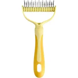 Pawffee Cepillo de aseo doble cara para mascotas, antienredos, amarillo - 1 pieza