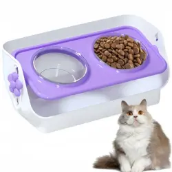UAMLY Comedero doble para gatos, con altura regulable - 1 pieza