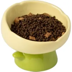 UAMLY Comedero elevado para gatos con forma de tulipán - AMARILLO