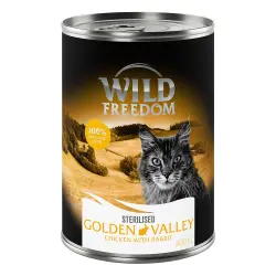 Wild Freedom Adult Sterilised 6 x 400 g - receta sin cereales - Golden Valley Sterilised - Conejo y pollo