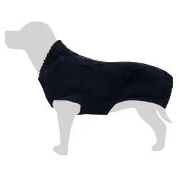 Jersey de punto trenzado negro para perros, Tallas 20 cm