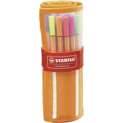 STABILO Point 88 Estuche Enrollable de Tela de 30 Rotuladores