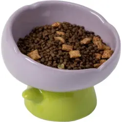 UAMLY Comedero elevado para gatos con forma de tulipán - púrpura