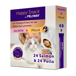 Feliway Happy Snack Pollo y Salmón snack líquido relajante para gatos 48 sobres x 10 g
