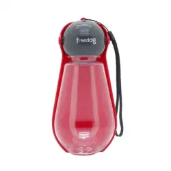 Freedog Bebedero de Viaje para Perros y Gatos Color Rojo, 400 ml