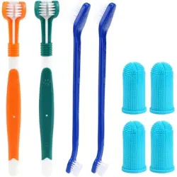 HausPets Kit cepillo dientes perros/gatos 8 piezas 3 cabezales cepillo - Artículo 1