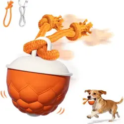 HausPets Pelota interactiva con cuerda – 3 modos – Se mueve sola - Naranja – 3 modos