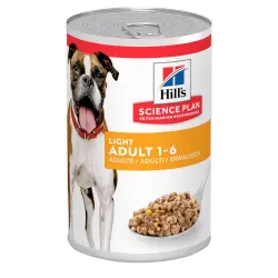 Hill's Science Plan 12 x 370 g latas para perros en oferta: 9 + 3 ¡gratis! - Adult 1-6 Light con pollo