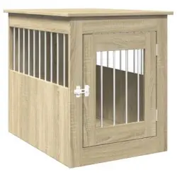 Jaula Para Perros Madera De Ingeniería Roble Sonoma 55x75x65 Cm Vidaxl