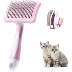 Pawffee Cepillo rosa de cerdas largas/cortas, quita subpelo y nudos - 1 pieza