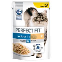 Perfect Fit Indoor 1+ bolsitas para gatos - Pollo y guisantes - 12 x 85 g