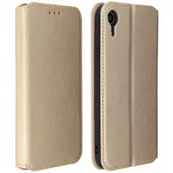 Avizar Funda Tipo Libro Billetera Dorada para iPhone XR