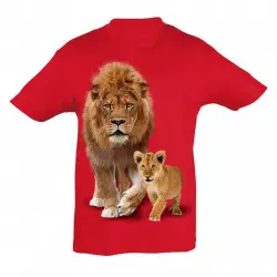Camiseta Niño León y cría color Rojo