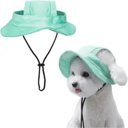 HausPets Gorro perro protección UV - Terciopelo, ajustable, orificios - Verde