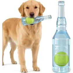 HausPets  para perros: pelota chirriante con forma de botella azul - Color: azul