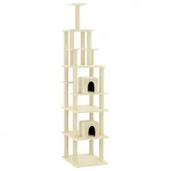 Rascador Para Gatos Con Postes De Sisal Color Crema 216 Cm Vidaxl