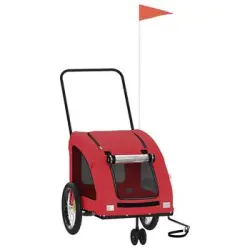 VidaXL Remolque de bicicleta mascotas hierro tela Oxford rojo