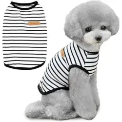 HausPets Camiseta de rayas perro - Algodón suave, perro pequeño, negro M - Negro