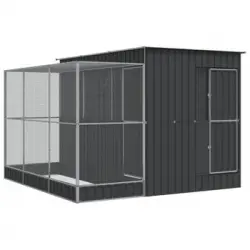 Pajarera Con Extensión Acero Plateado 290x303x216 Cm Vidaxl