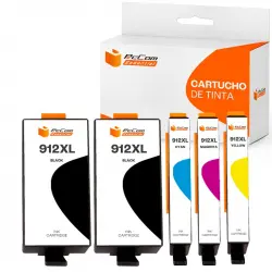 Pccom Essential HP 912XL Cartucho Tinta Compatible Negro/Cian/Magenta/Amarillo Pack 5