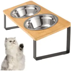 Qinhul Comedero elevado de acero inoxidable para gatos - Artículo 1