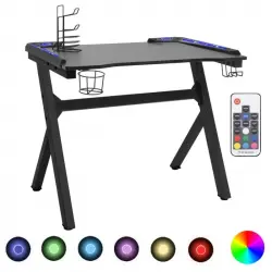 Vidaxl Escritorio Gaming Led Con Forma De Y Negro 90x60x75 Cm