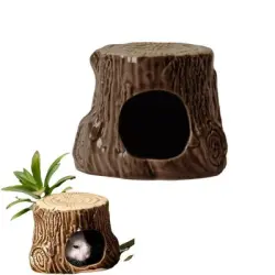 Zoomtopia Nido de cerámica para animales pequeños con forma de tocón árbol - Artículo 1