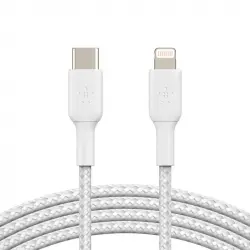Belkin Boost Charge Cable Trenzado de Carga Rápida USB-C a Lightning 1m Blanco