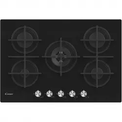 Candy CVG74WPB Placa de Gas 5 Zonas 75cm Cristal Negro
