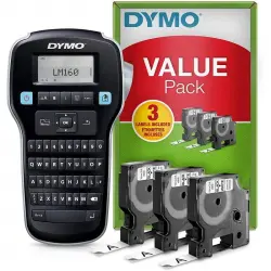 Dymo LabelManager 160 Kit Impresora de Etiquetas Portátil + 3 Rollos de Cinta de Etiquetas Dymo D1
