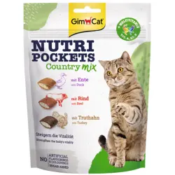 GimCat Nutri Pockets snacks para gatos - Country Mix, con pato, vacuno y pavo  (150 g)