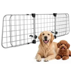 Nobleza Barrera para Perros de Coche – Separador Extensible Universal 96-145×30 cm – Reja de Seguridad de Acero – Instalación sin Herramientas – Para Coches con Reposacabezas – Plata - 145*30cm