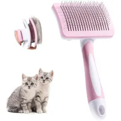 Pawffee Cepillo rosa autolimpiante: elimina el subpelo y nudos (gato/perro) - 1 pieza
