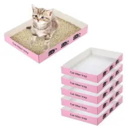 Qinhul Bandeja de arena desechable para gatos - Artículo 5, rosa