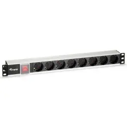 Regleta 8 Tomas 1U Rack 19" Plata