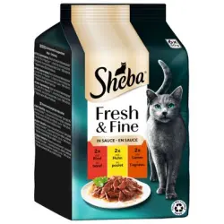 Sheba Fresh & Fine 6 x 50 g comida húmeda para gatos - Vacuno, pollo y cordero en salsa