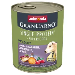 Animonda GranCarno Superfoods Adult 6 x 800 g - Cordero con amaranto, arándanos, aceite de salmón
